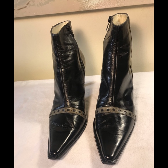 Giovanna Battaglia Black Leather Booties - Picture 1 of 7